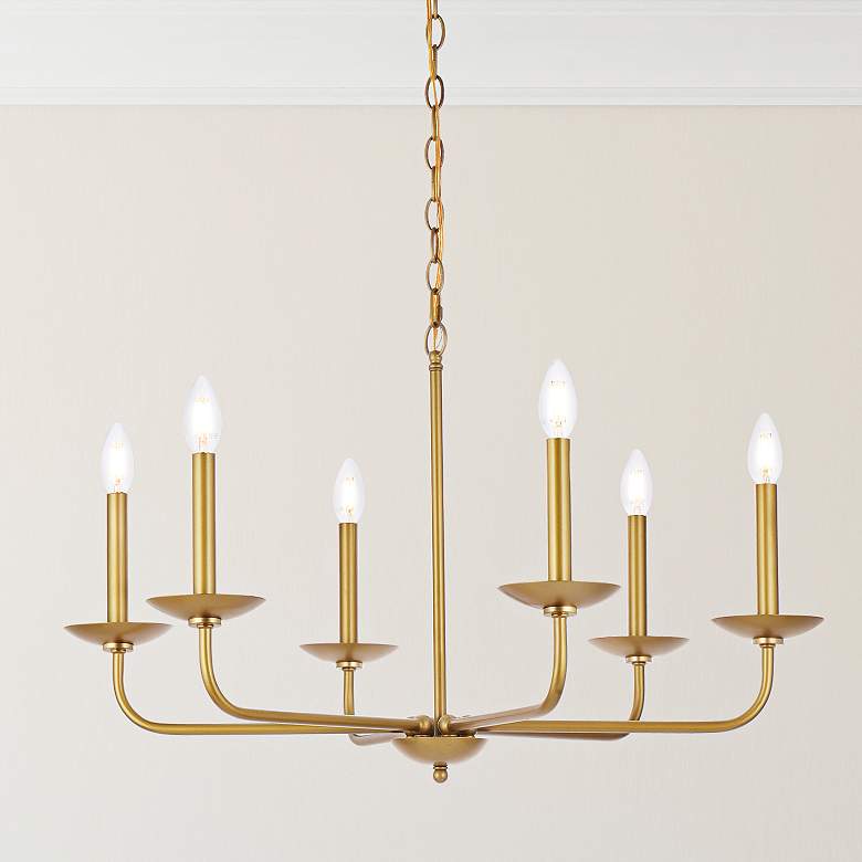 Image 2 Cohen 30" Wide Brass 6-Light Chandelier