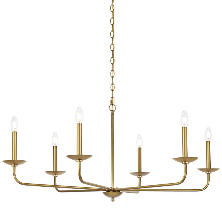 Image 3 Cohen 42" Wide Brass 6-Light Chandelier