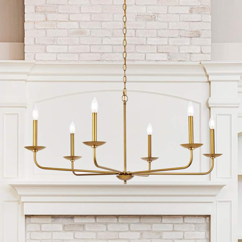 Image 2 Cohen 42" Wide Brass 6-Light Chandelier