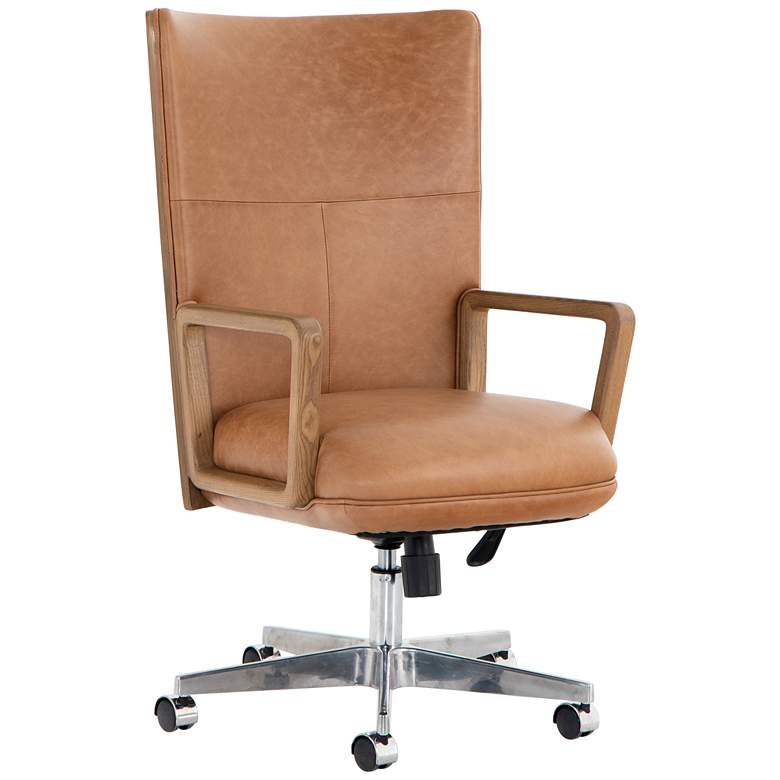 Image 1 Cohen Mid-Century Sonoma Leather Adjustable Swivel Desk Chair