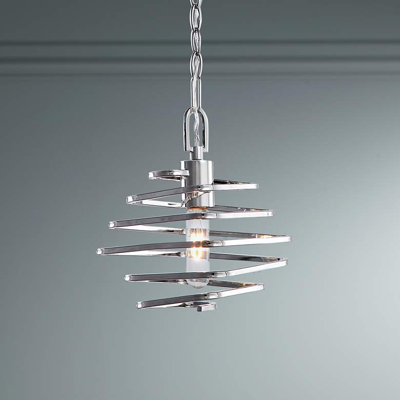 Image 1 Coillir 8 inch Wide Polished Nickel Coil Mini Pendant Light
