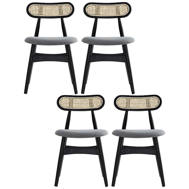 Image 1 Colbert Black Wood Natural Cane Dining Chairs Set of 4