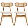 Colbert Matte Nature Wood and Cane Dining Chairs Set of 4