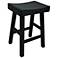 Colborn 25" Antique Black Wood Saddle Counter Stool