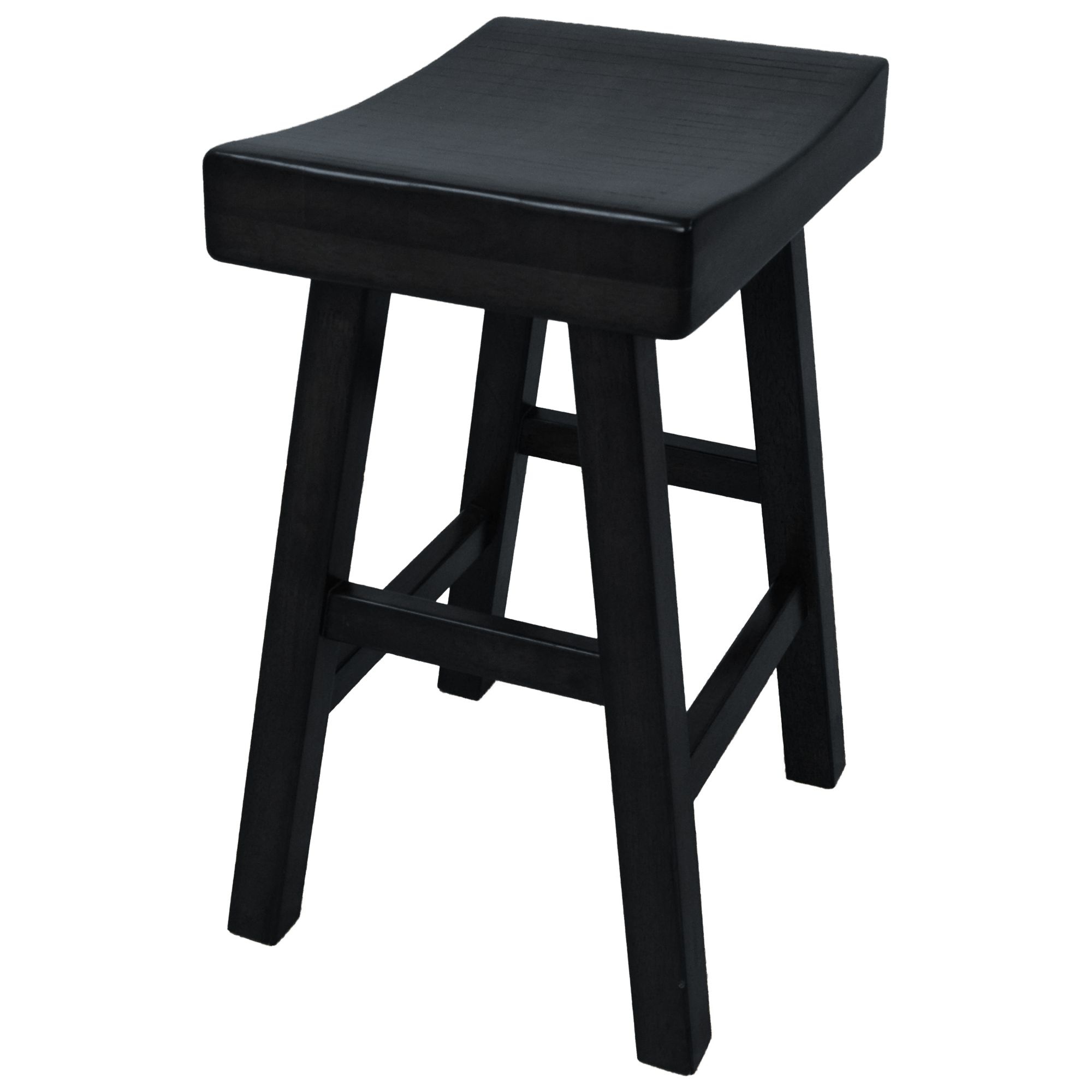 Image 3 Colborn 25" Antique Black Wood Saddle Counter Stool more views