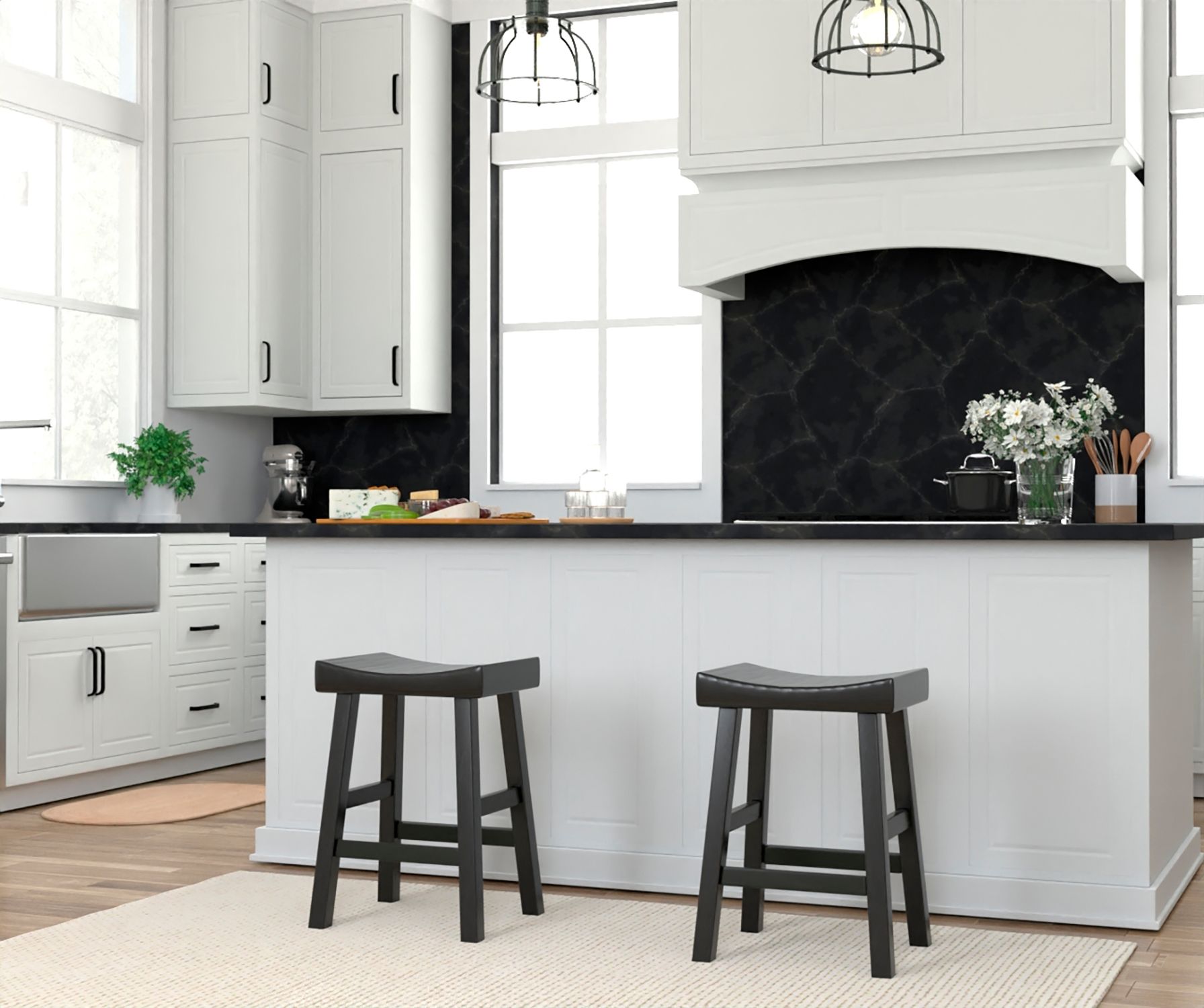 Image 7 Colborn 25" Antique Black Wood Saddle Counter Stool more views