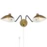 Colborne Brass and Black Adjustable Twin Swing Arm Plug-In Wall Lamp