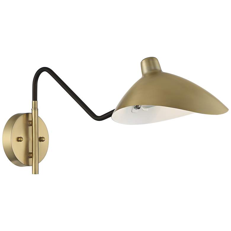 Image 2 Colborne Brass and Dark Bronze Hardwire Swing Arm Wall Lamp