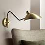 Colborne Brass and Dark Bronze Hardwire Swing Arm Wall Lamp