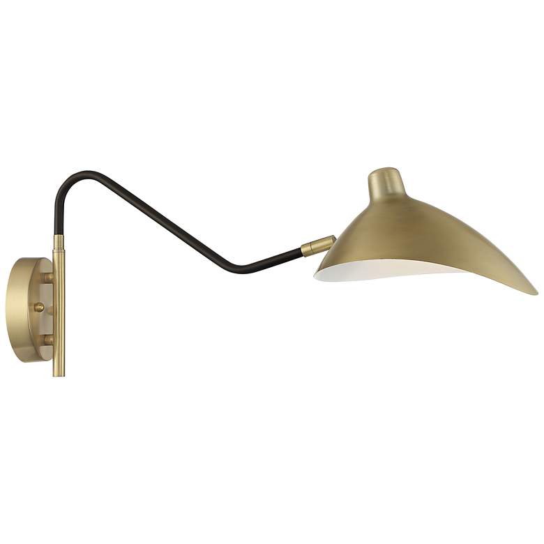 Image 6 Colborne Brass and Dark Bronze Hardwire Swing Arm Wall Lamp more views