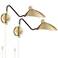 Colborne Brass Dark Bronze Plug-In Swing Arm Wall Lamps Set of 2