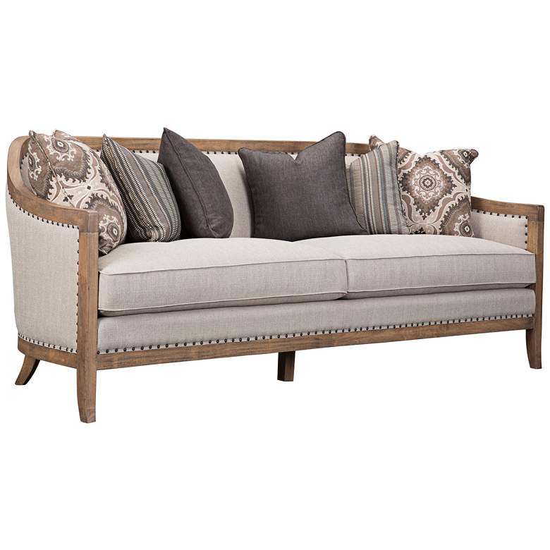 Image 1 Colburn 87 inch Wide Curved Taupe Linen Sofa