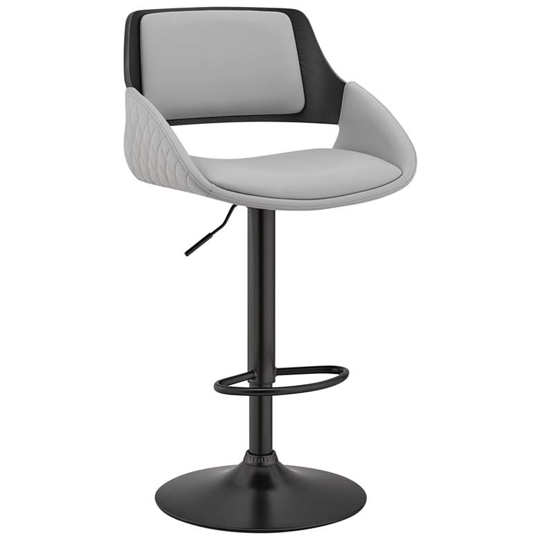 Image 1 Colby Adjustable Barstool in Black Finish with Gray Faux Leather