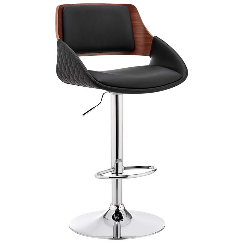 Image 1 Colby Adjustable Barstool in Chrome Finish with Black Faux Leather