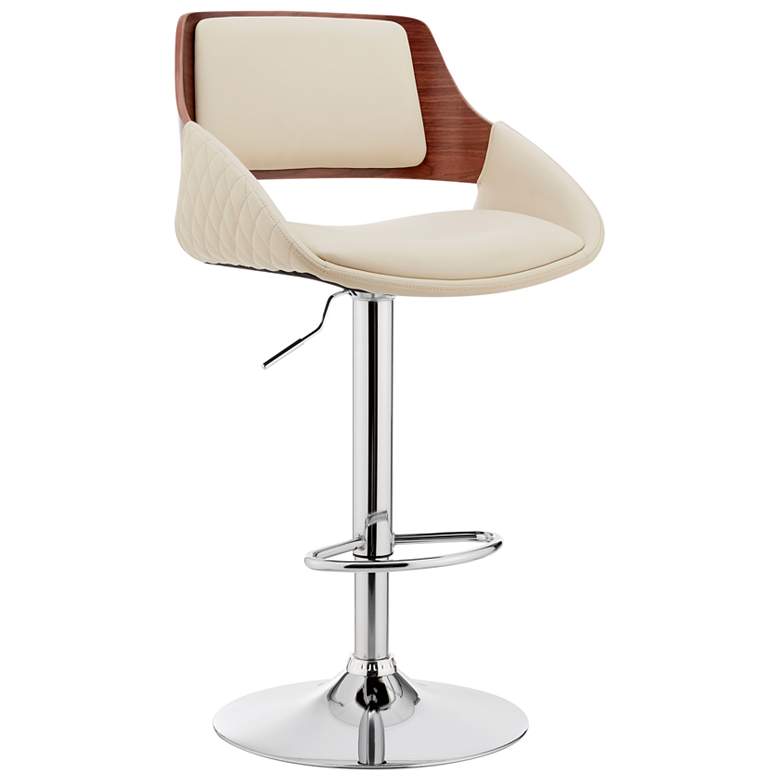 Image 1 Colby Adjustable Barstool in Chrome Finish with Cream Faux Leather