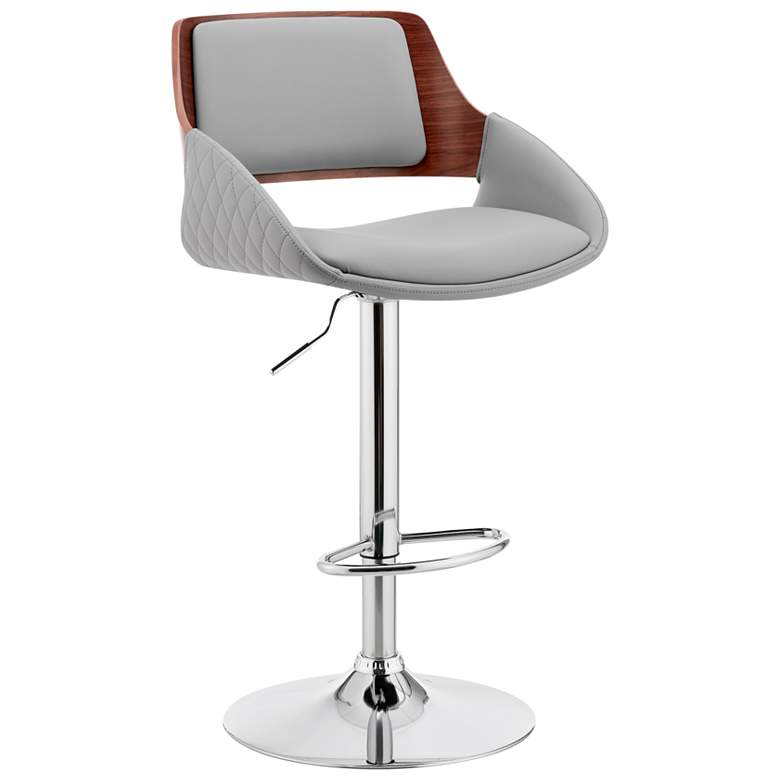 Image 1 Colby Adjustable Barstool in Chrome Finish with Gray Faux Leather