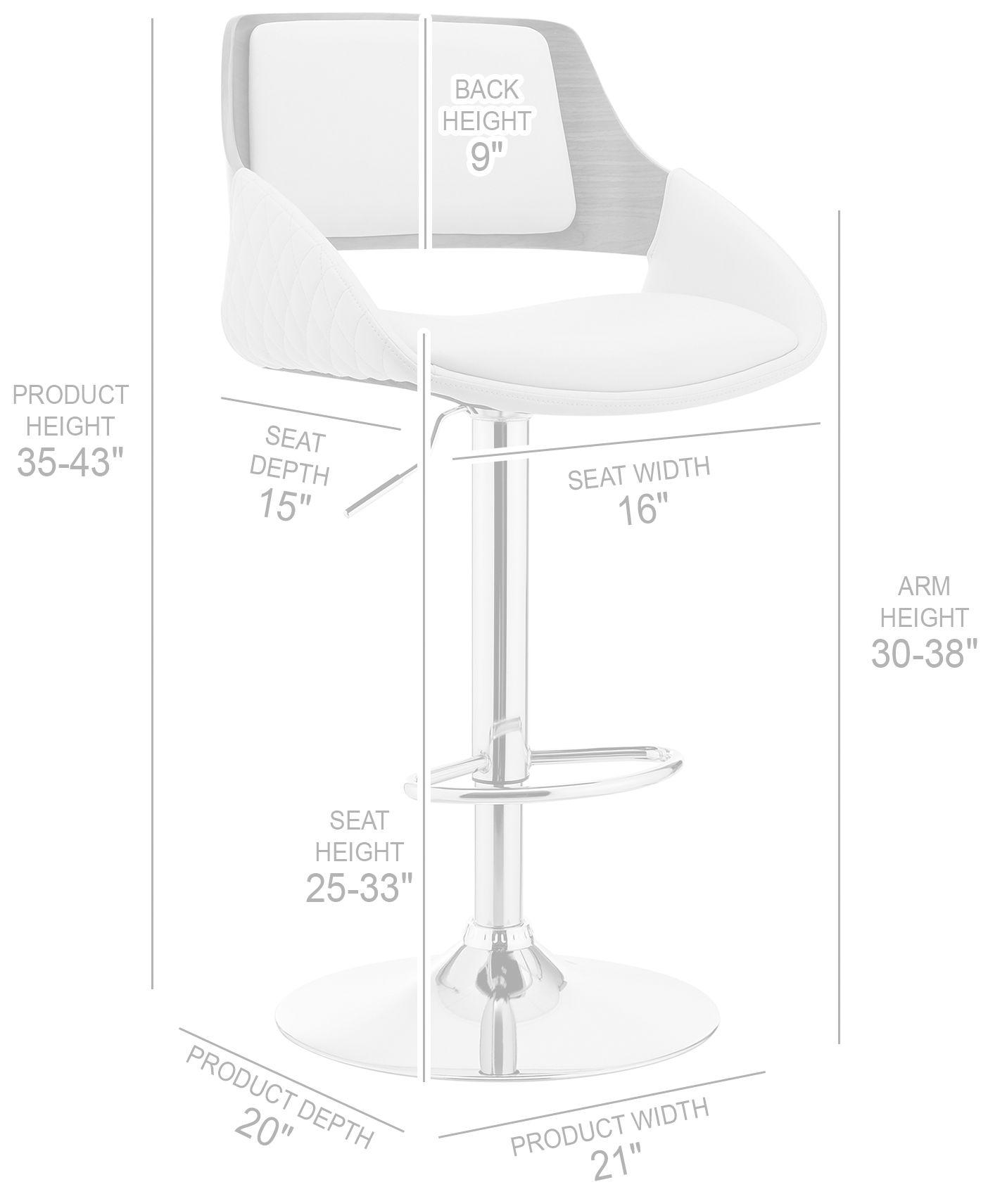 Colby Black Faux Leather Swivel Adjustable Stool