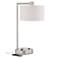 Colby Brushed Nickel Desk Lamp with Outlet and USB Port