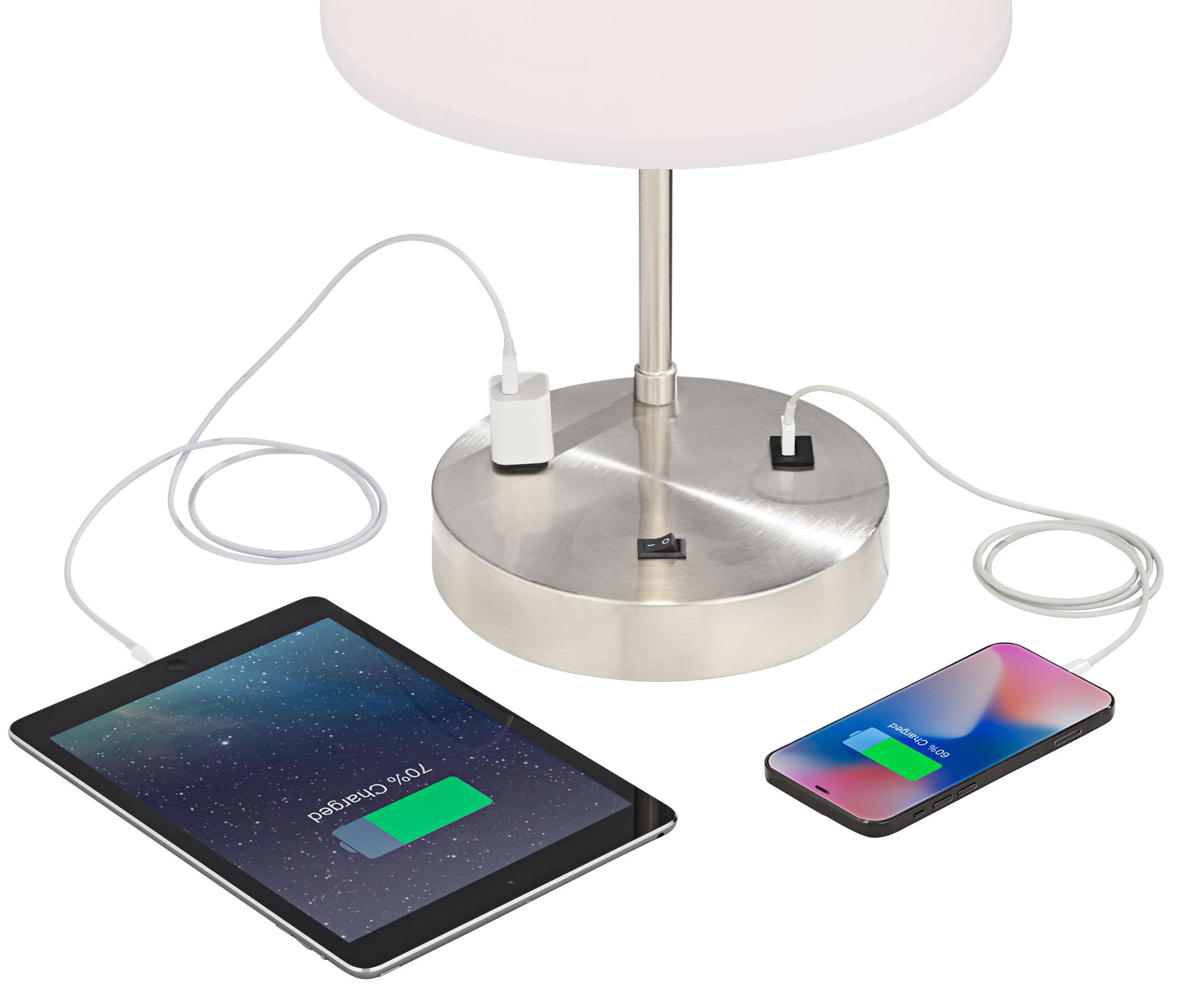 Colby Brushed Nickel Desk Lamp with Outlet and USB Port 8N535