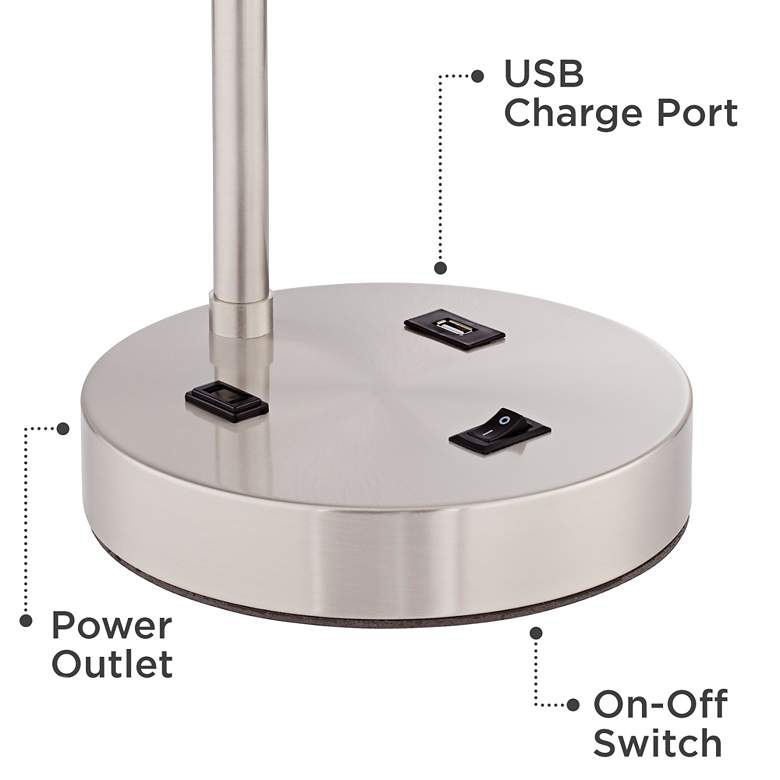 Colby Brushed Nickel Desk Lamp with Outlet and USB Port more views