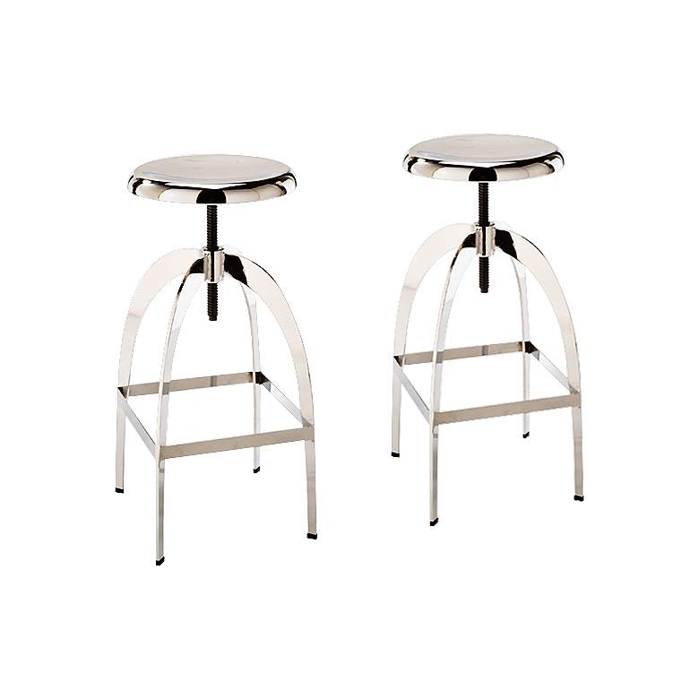 Image 1 Colby Chrome Swivel Adjustable Stools Set of 2
