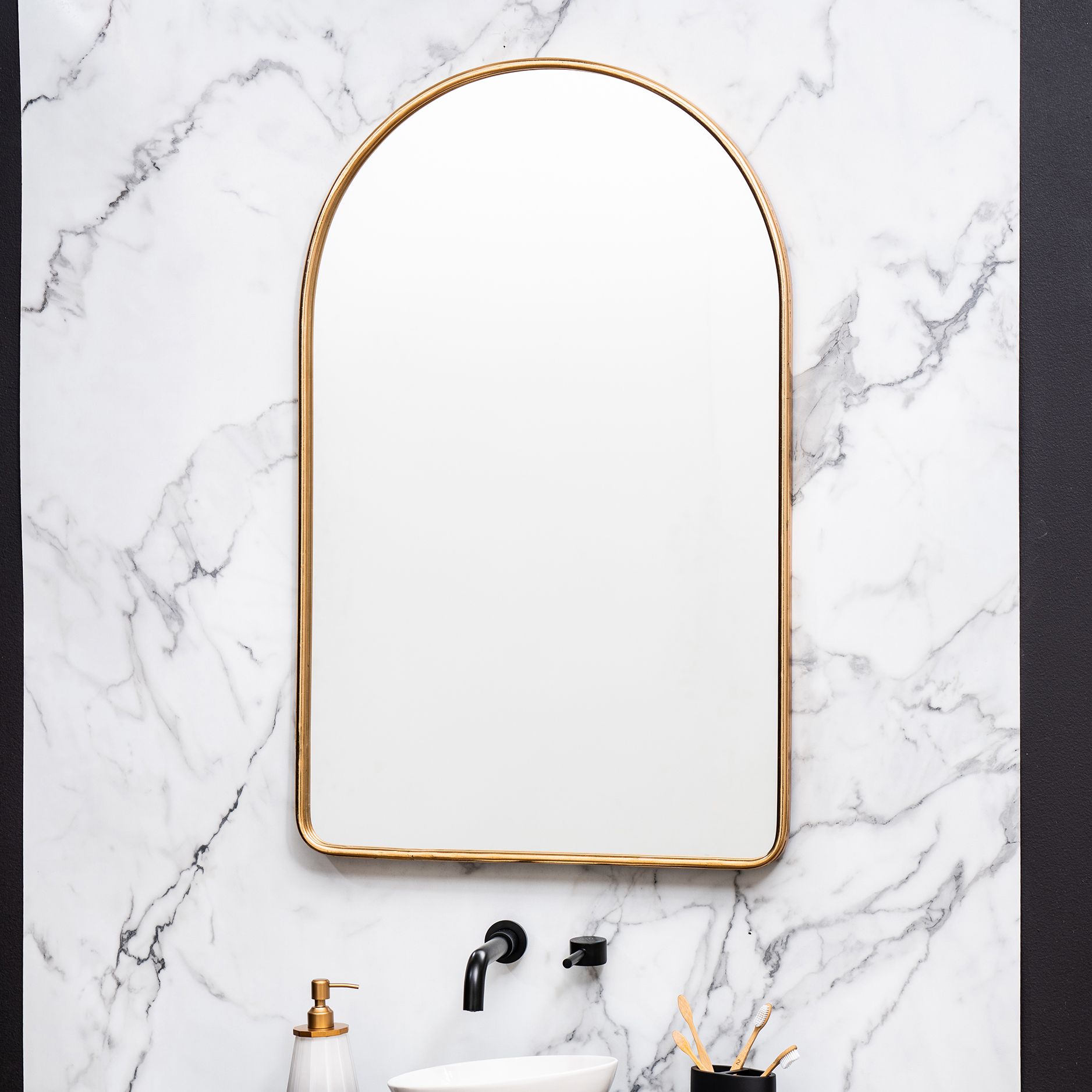 Image 3 Colca Gold Leaf 24" x 38" Arched Top Wall Mirror more views