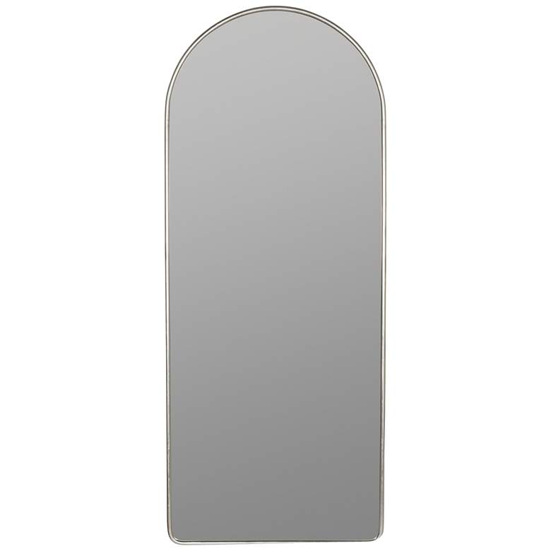 Colca Shiny Silver 28&quot; x 68&quot; Arched Floor Mirror