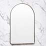 Colca Shiny Silver Metal 24" x 38" Arch Top Wall Mirror