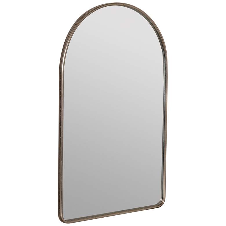 Image 3 Colca Shiny Silver Metal 24 inch x 38 inch Arch Top Wall Mirror more views