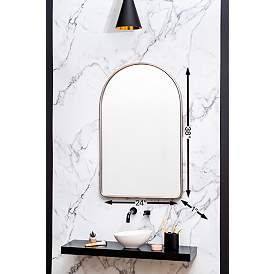Image5 of Colca Shiny Silver Metal 24" x 38" Arch Top Wall Mirror more views