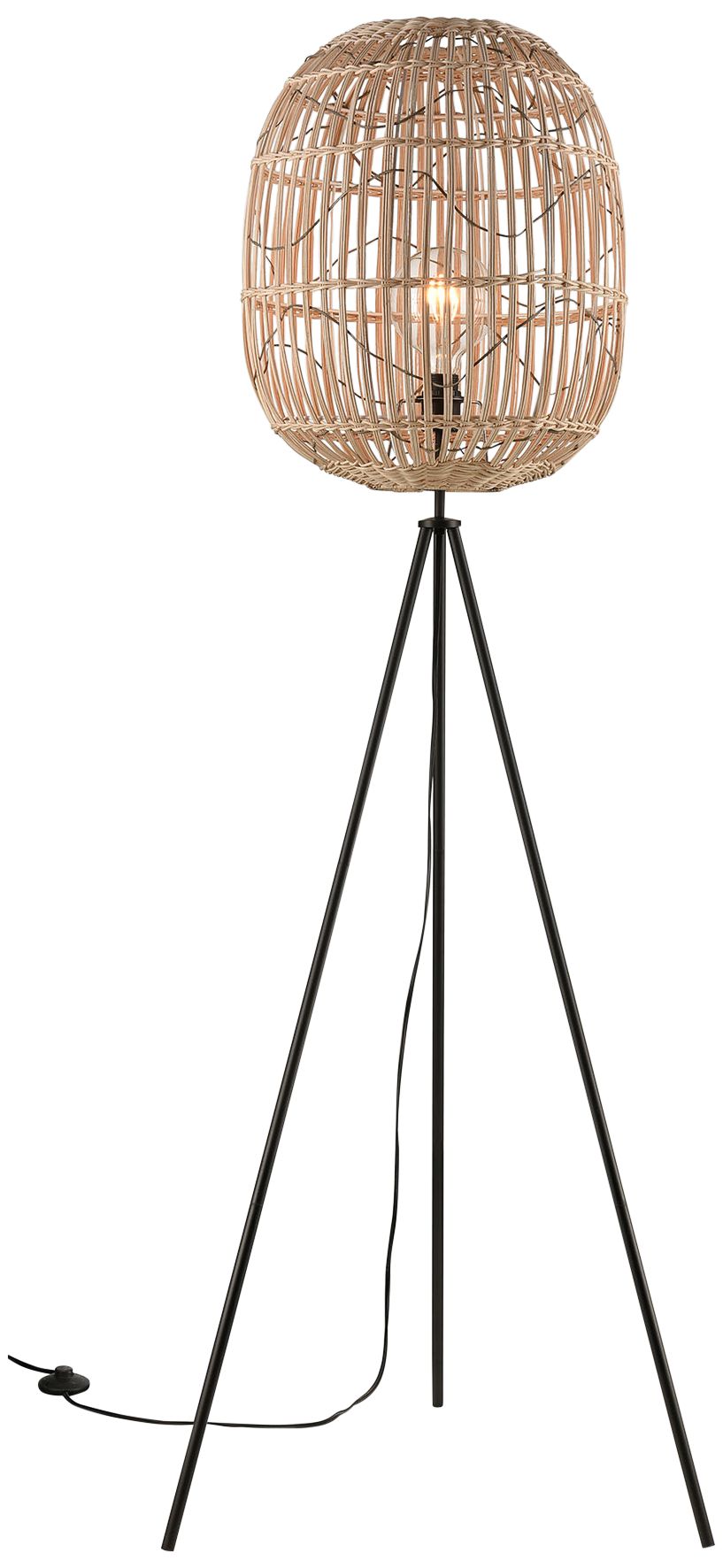 Cold Spring Oil-Rubbed Bronze and Rattan Tripod Floor Lamp