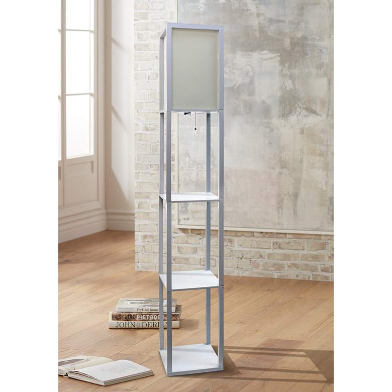 Image 1 Cole 62 3/4" Gray Etagere Organizer Shelves Floor Lamp