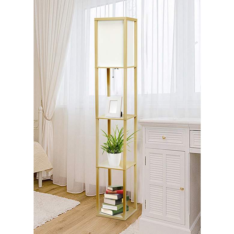 Image 1 Cole 62 3/4 inch Tan Floor Lamp with 3 Etagere Organizer Storage Shelves