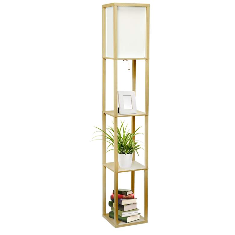 Image 5 Cole 62 3/4" Tan Floor Lamp with 3 Etagere Organizer Storage Shelves more views
