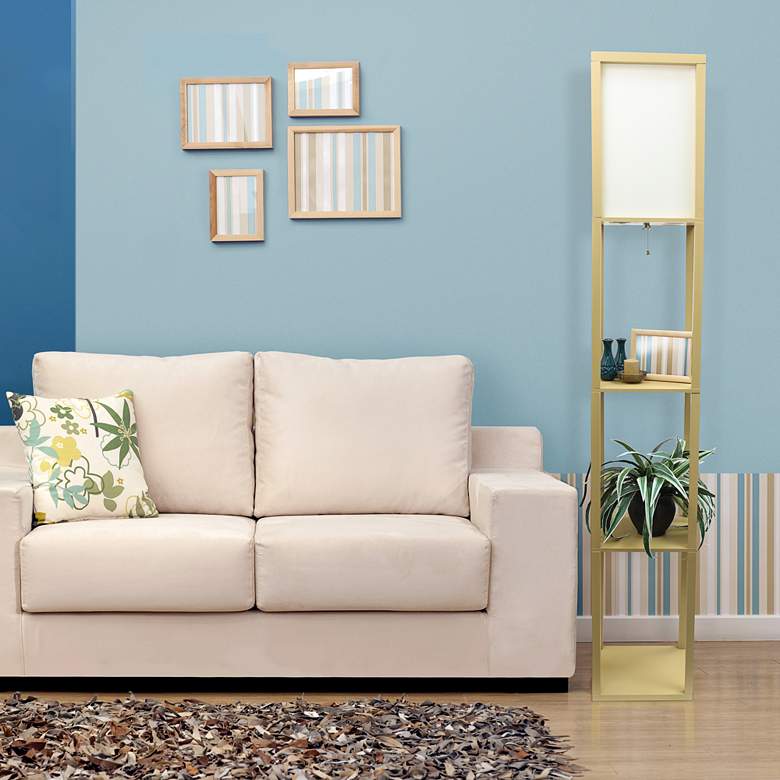 Image 7 Cole 62 3/4" Tan Floor Lamp with 3 Etagere Organizer Storage Shelves more views