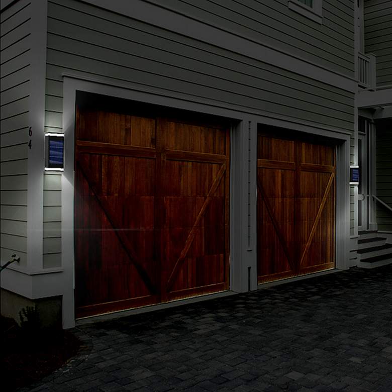 Image 7 Cole 9 1/4" High Black LED Dual Direction Solar Wall Light more views