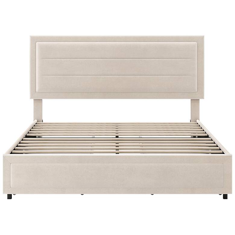 Image 4 Cole Ivory Upholstered Full Platform Bed With 4 Side Drawers more views