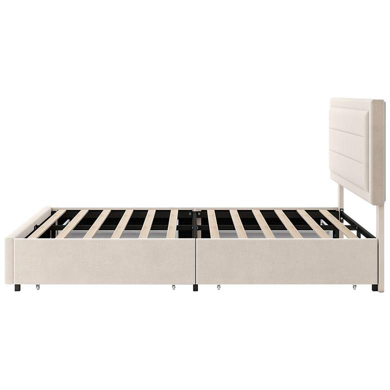 Image 6 Cole Ivory Upholstered Full Platform Bed With 4 Side Drawers more views