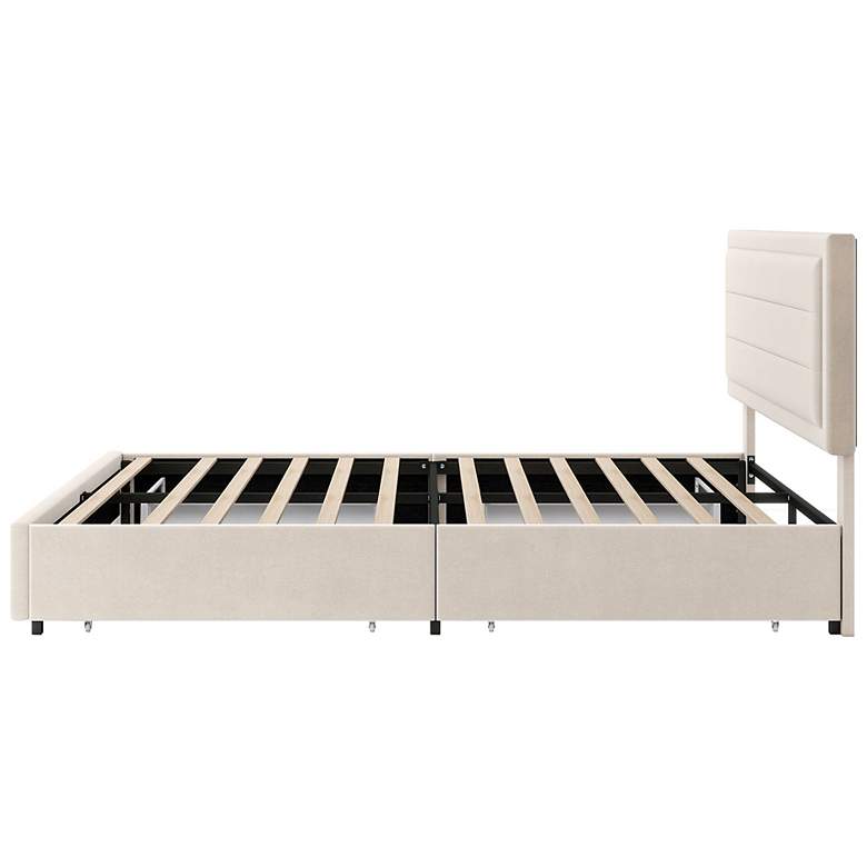 Image 6 Cole Ivory Upholstered Queen Platform Bed With 4 Side Drawers more views