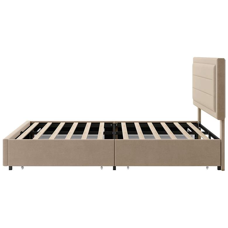 Image 6 Cole Light Brown Upholstered Full Platform Bed With 4 Side Drawers more views