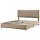 Cole Light Brown Upholstered Queen Platform Bed With 4 Side Drawers