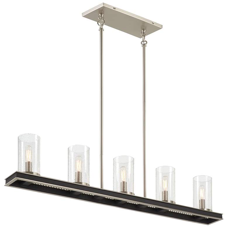 Image 1 Cole&#39;s Crossing 40 inchW Coal Nickel 5-Light Island Chandelier