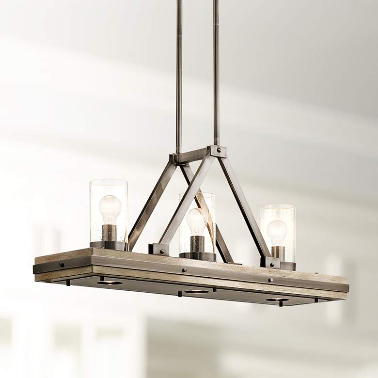 Image 1 Colerne 35 3/4"W Classic Pewter 6-Light Linear Pendant