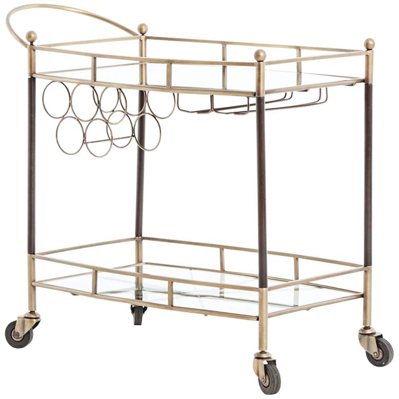 Image 1 Coles Antique Brass and Mirror Bar Cart