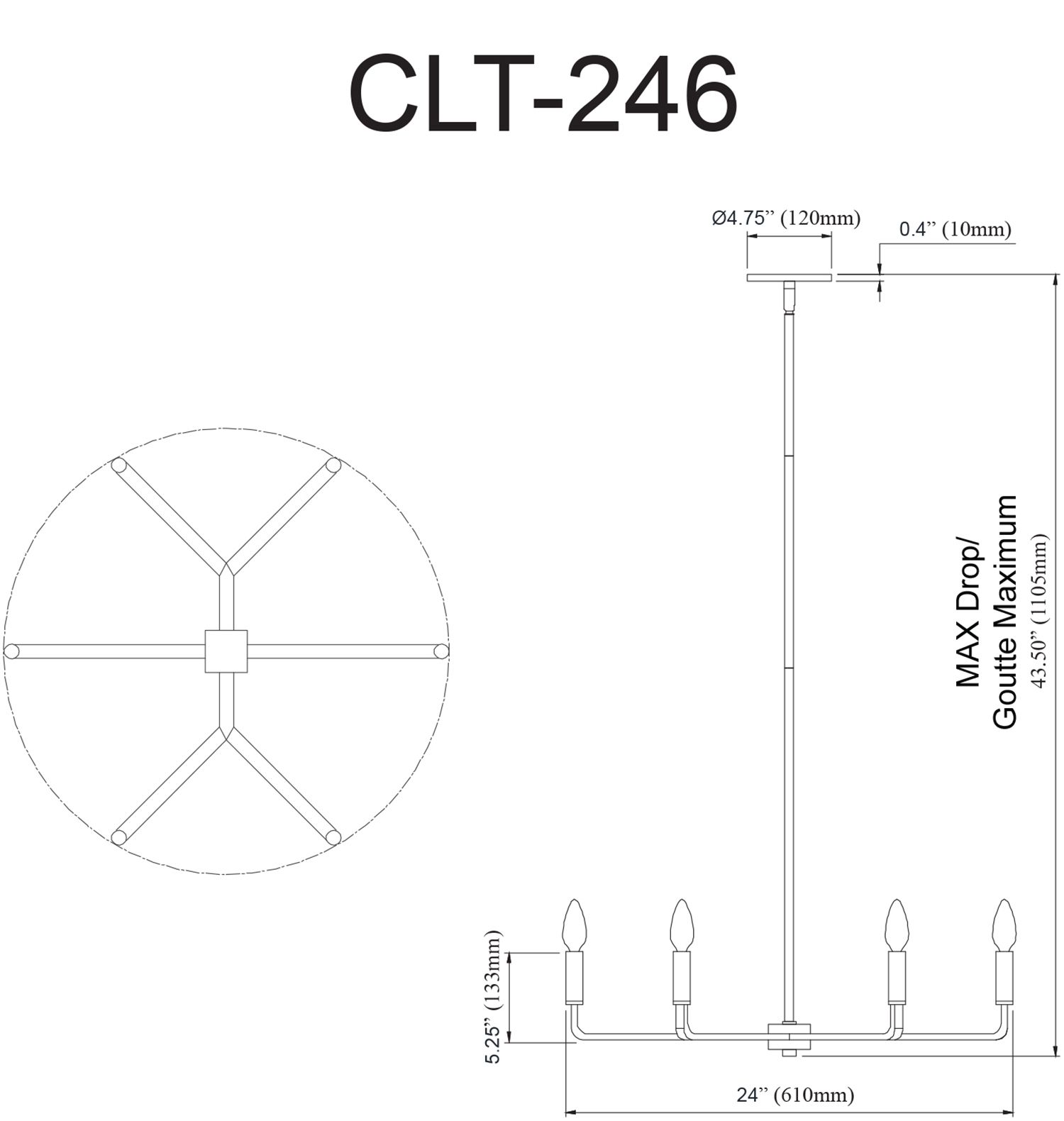 Image 4 Colette 24" Wide 6 Light Matte Black Chandelier more views