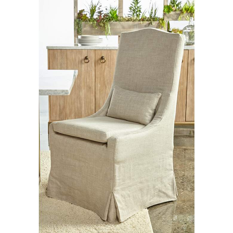 Image 1 Colette 41" High Bisque French Linen Dining Chairs Set of 2