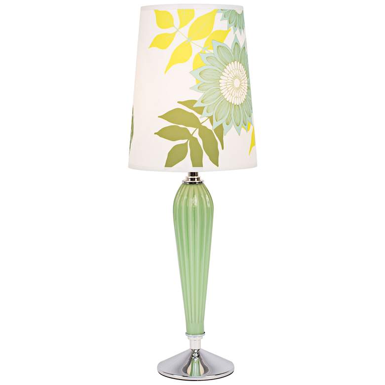 Image 1 Colette Apple Glass Table Lamp with Anna Green Shade