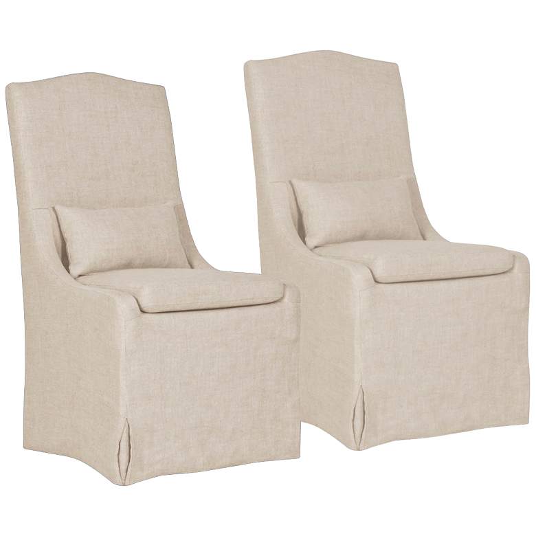 Image 1 Colette Bisque French Linen Slipcover Dining Chair Set of 2
