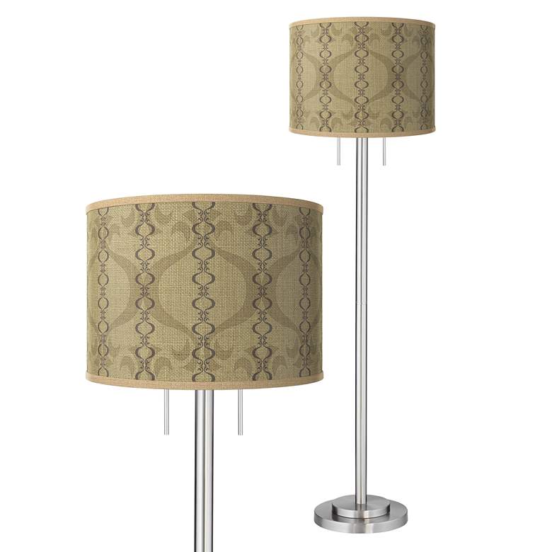 Image 1 Colette Giclee Lamp Shade on Modern Brushed Nickel Garth Floor Lamp