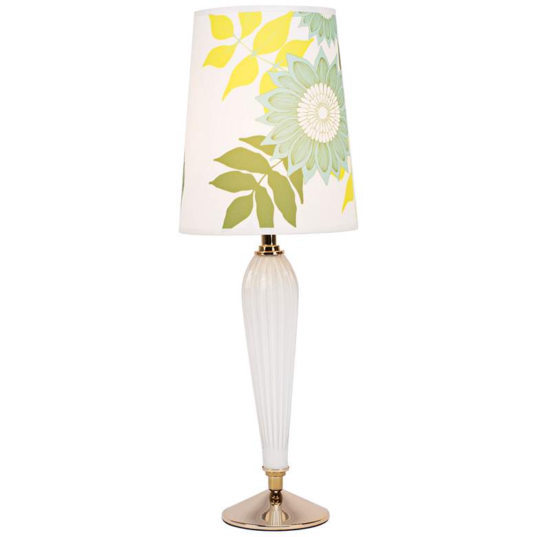 Image 1 Colette Milk Glass Table Lamp with Anna Green Shade